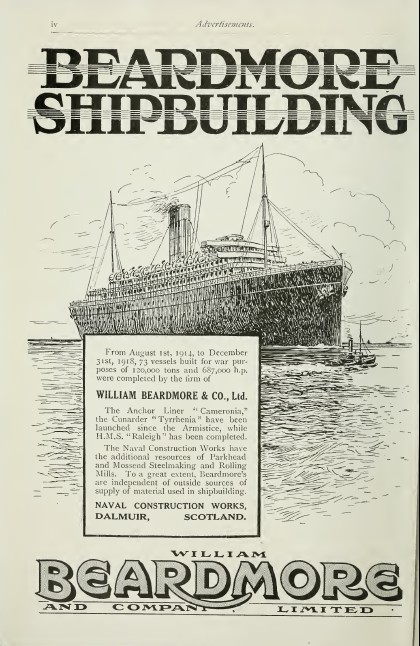 Historic Beardmore shipbuilding advertisement