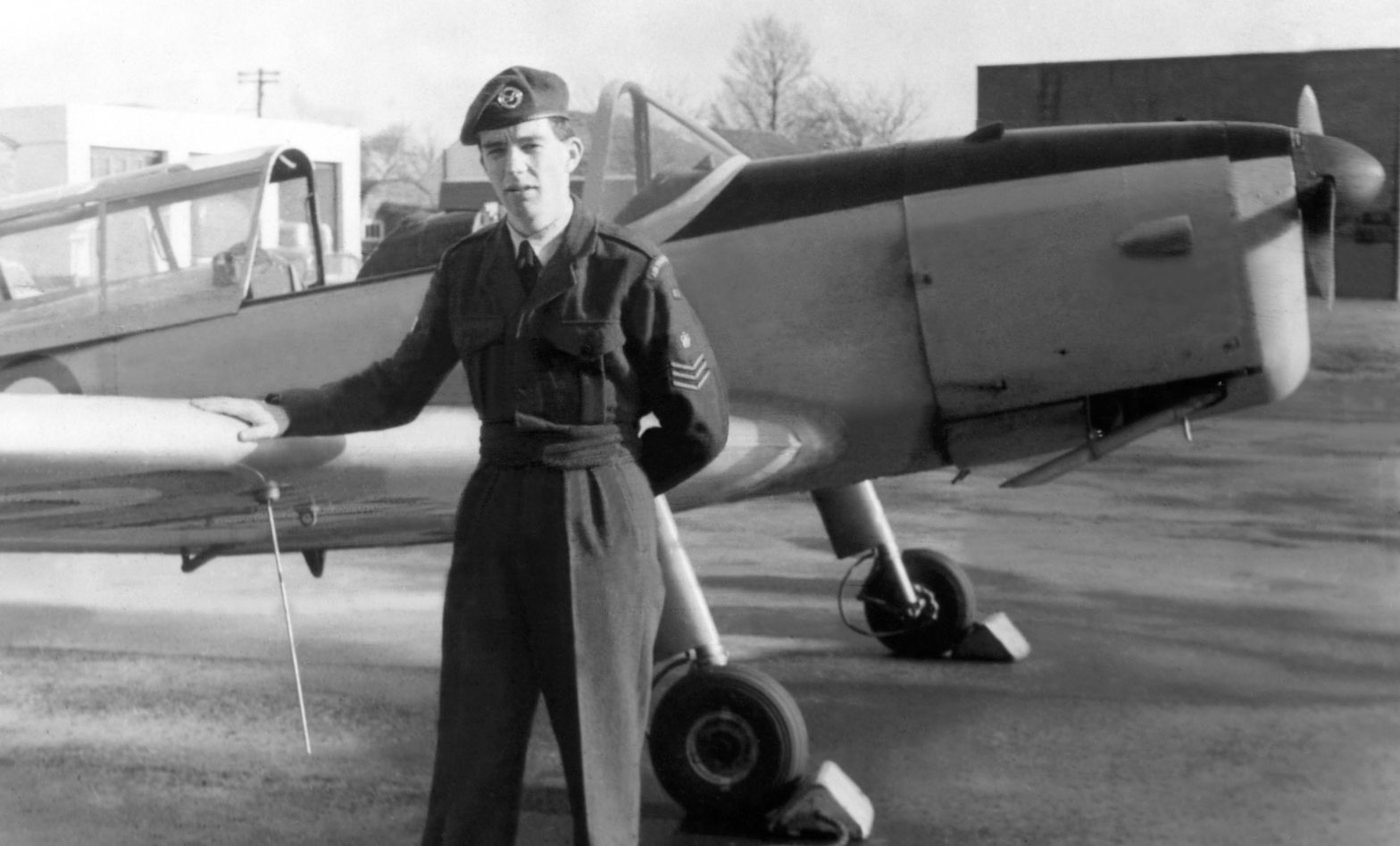 Charles E. MacKay with De Havilland Chipmunk WP808 at Turnhouse airfield, February 13, 1971
