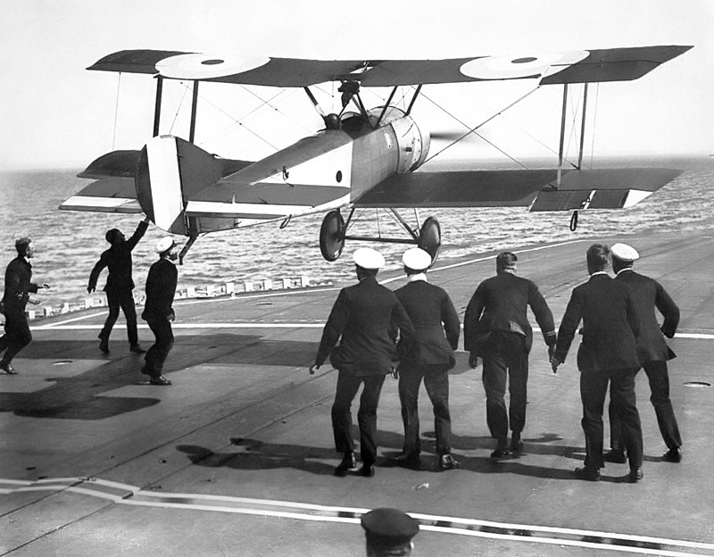 Early carrier operations with Sopwith on deck